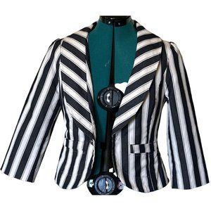 Forever Twenty-one Blue White Striped Jacket w/Notch Lapel Junior's Size …